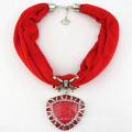 Bufanda de la borla del corazón rojo de la bufanda de la borla de la joyería del poliester del collar de la manera de la alta calidad